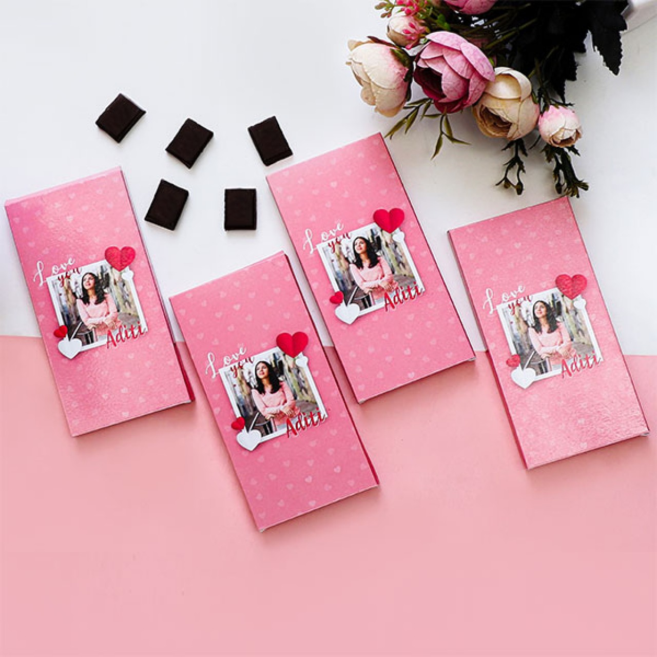 Personalized Love You Themed Bar Chocolates