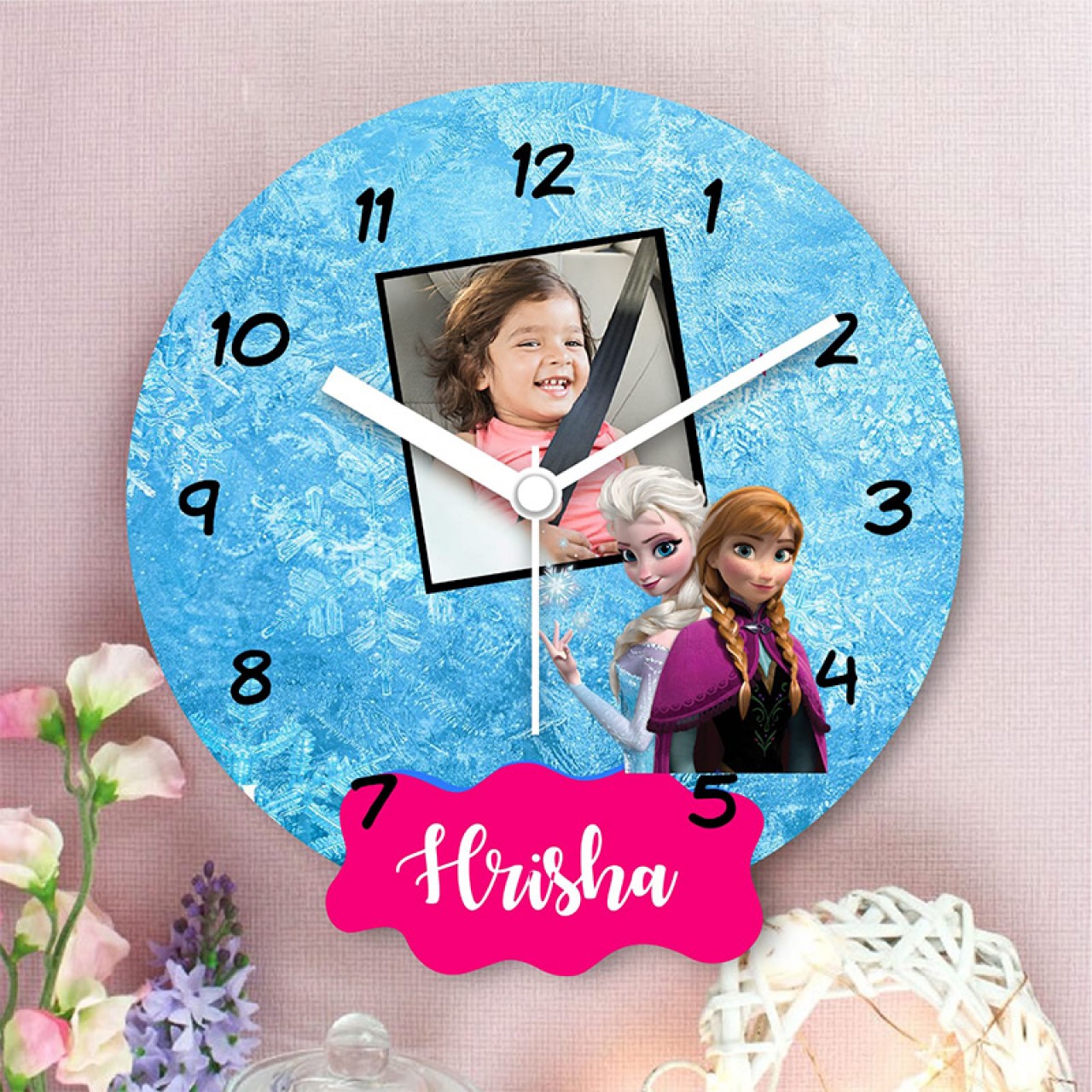 Personalized Cartoon Wall Clock With Name & Photo