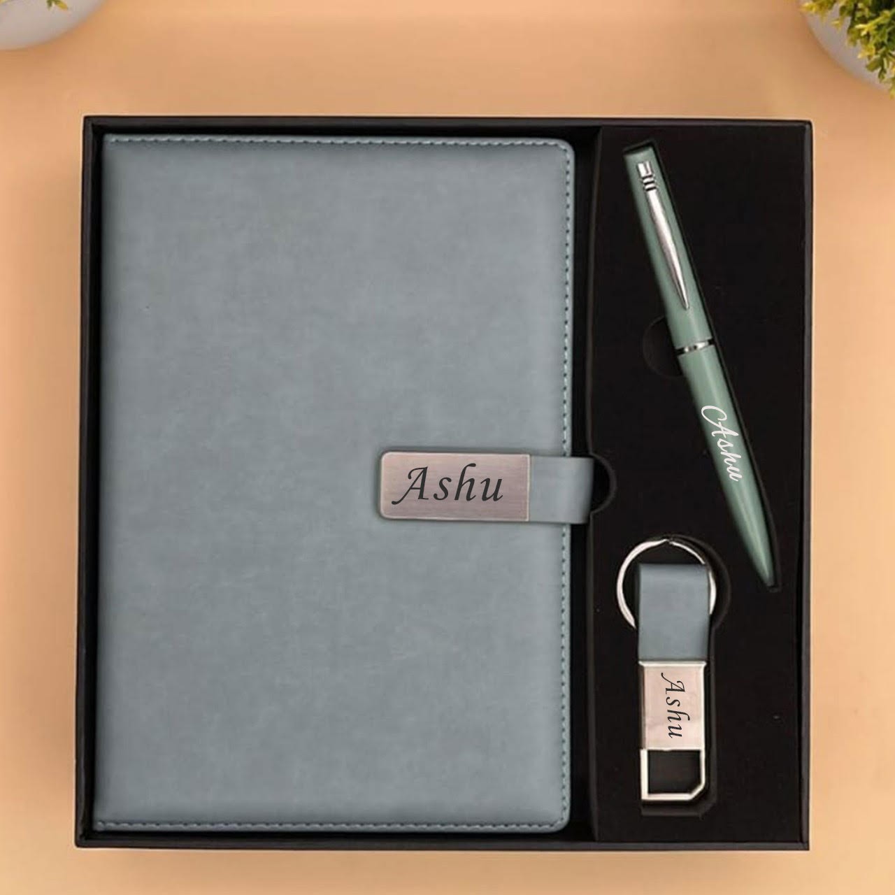 Personalized Diary With Pen & Key Chain Gift Set
