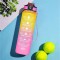 Motivational Sipper Water Bottle With Time Marker | Yellow-Pink