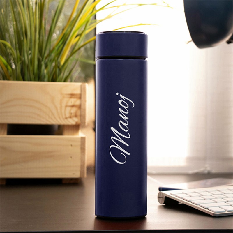 Personalized Temperature Bottle With Smart Display | Blue