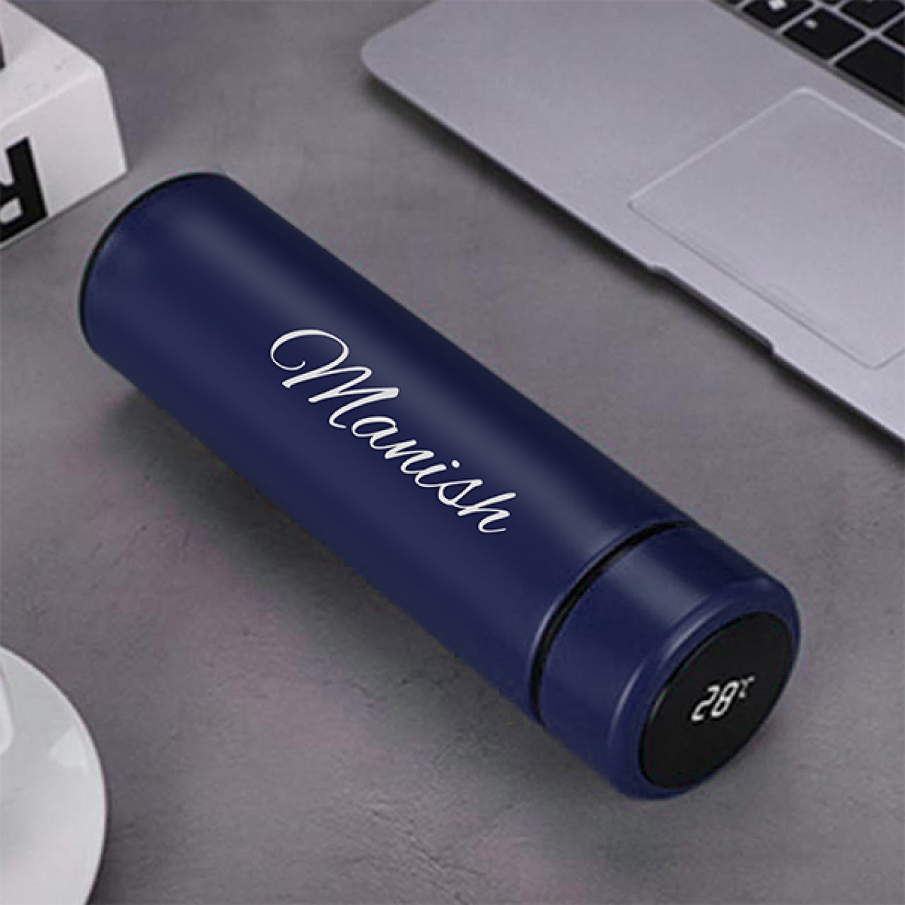 Personalized Temperature Bottle With Smart Display | Blue