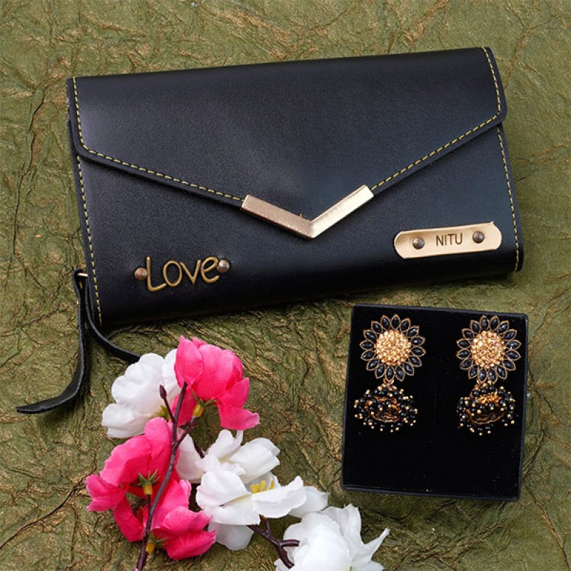 Personalized Clutch & Earrings Valentine's Combo