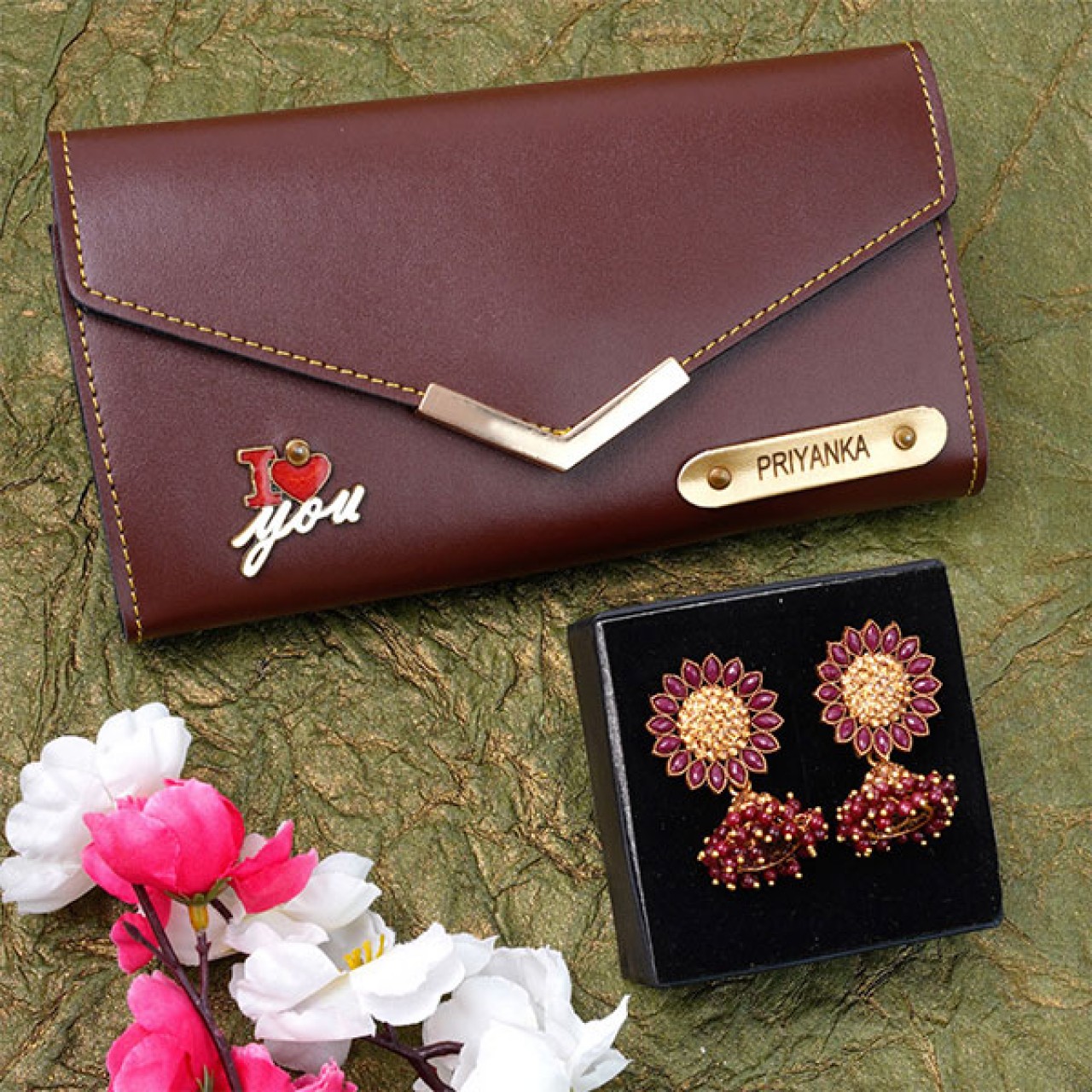 Personalized Clutch & Earrings Valentine's Combo