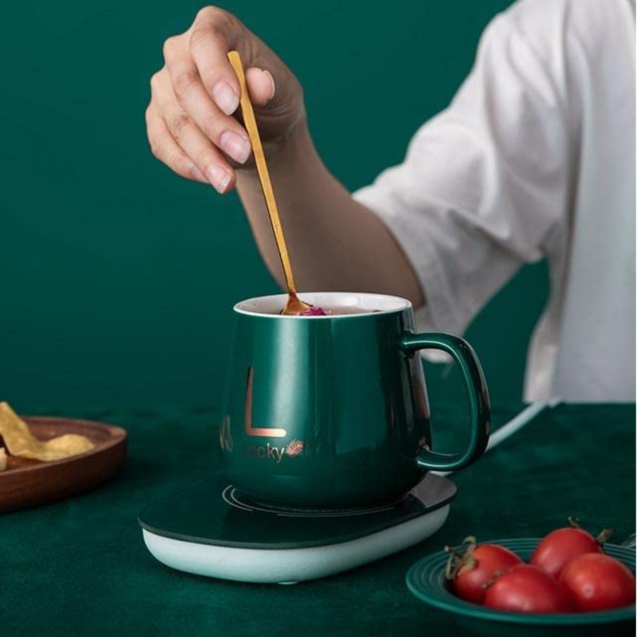 Fine Ceramic Mug With Warmer Plate