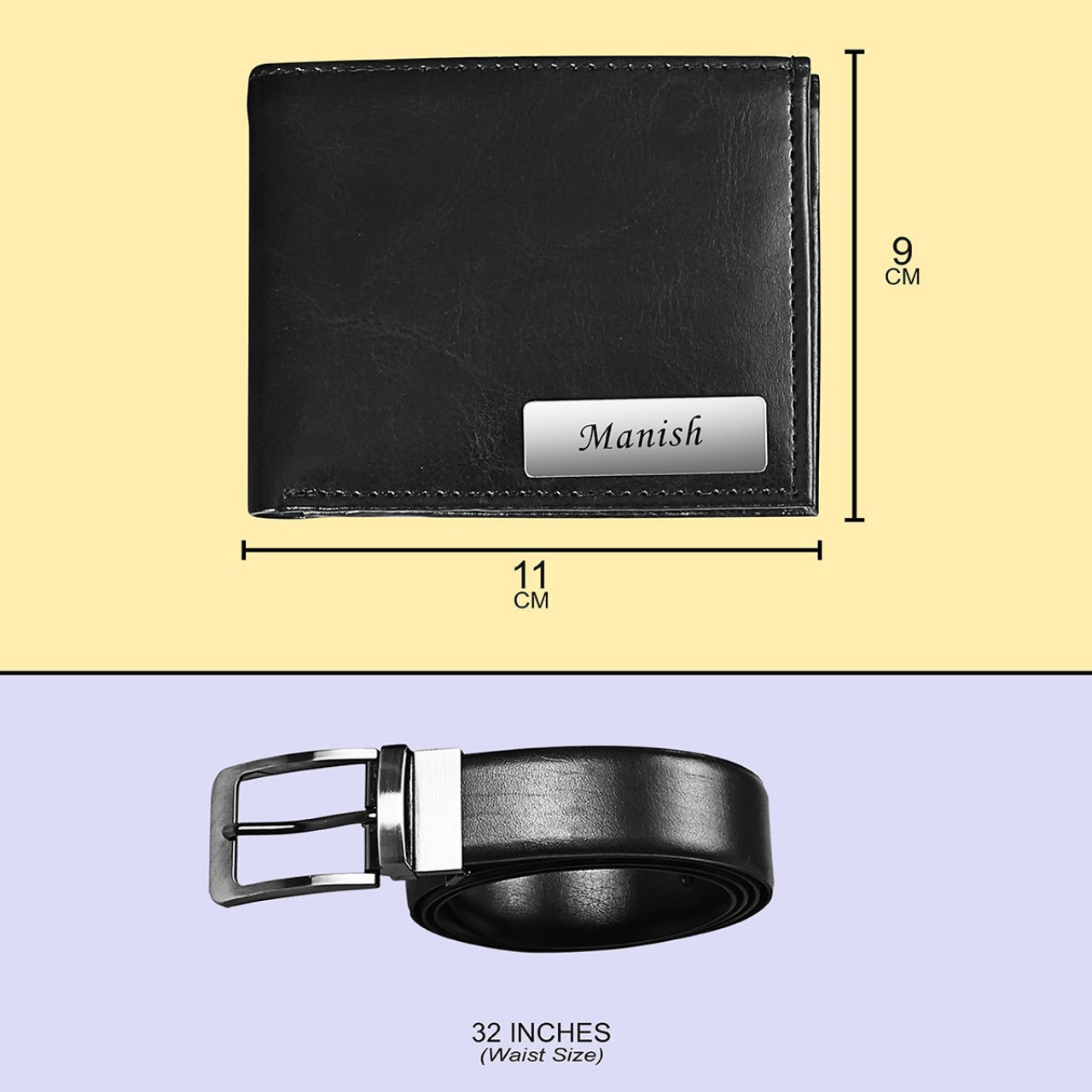 Personalized Belt & Wallet Gift Set | Black