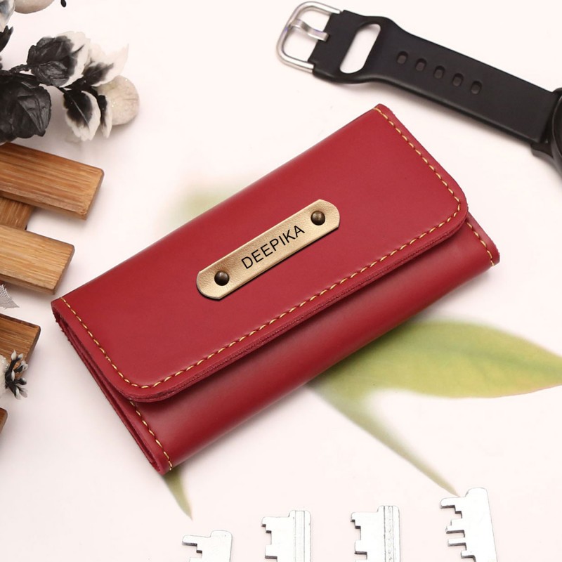 Personalized Key Case With Name & Charm - Red