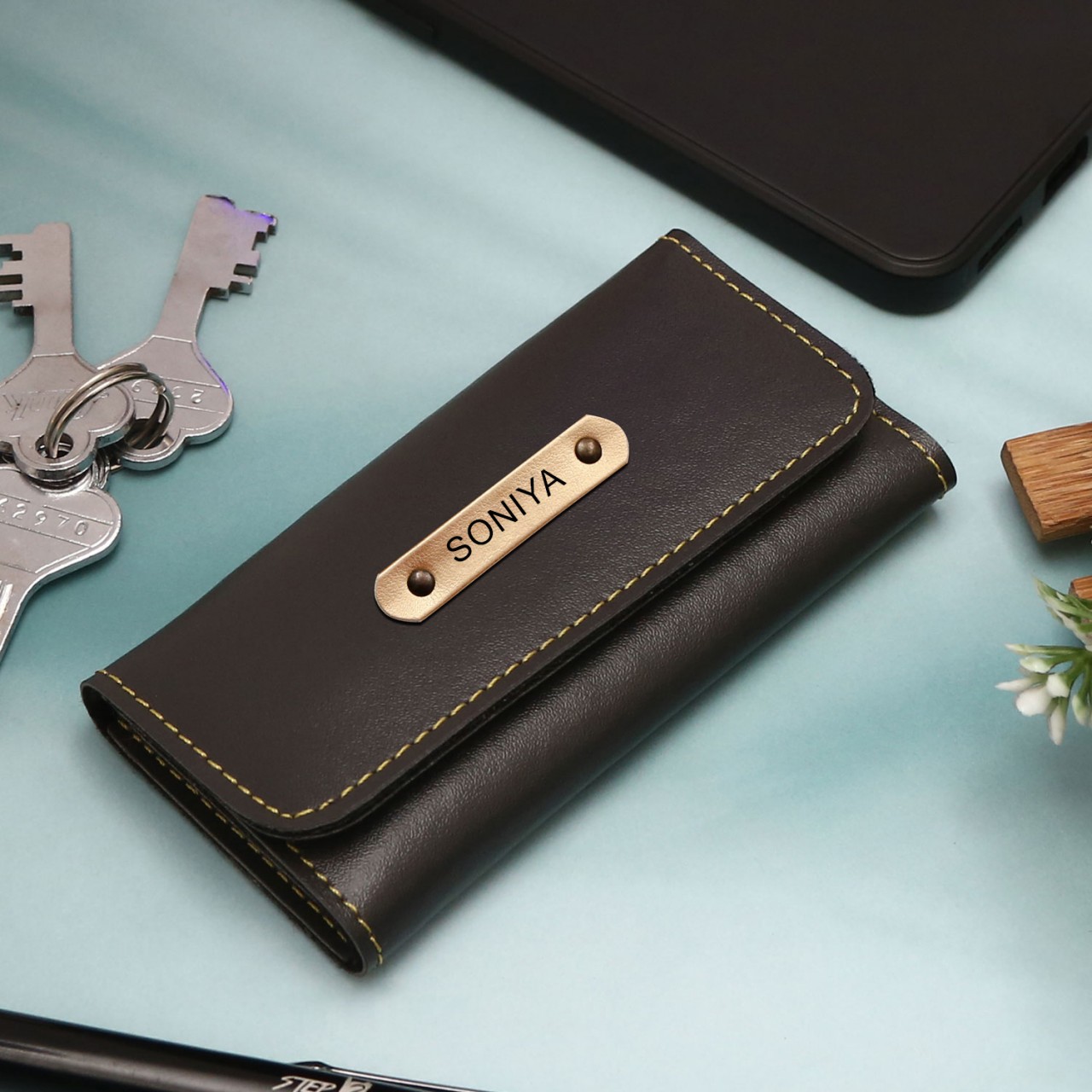 Personalized Key Case With Name & Charm