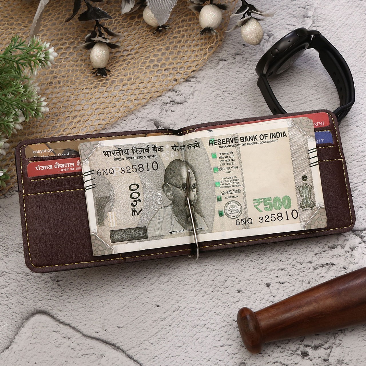 Personalized Money Clip With Name & Charm - Brown