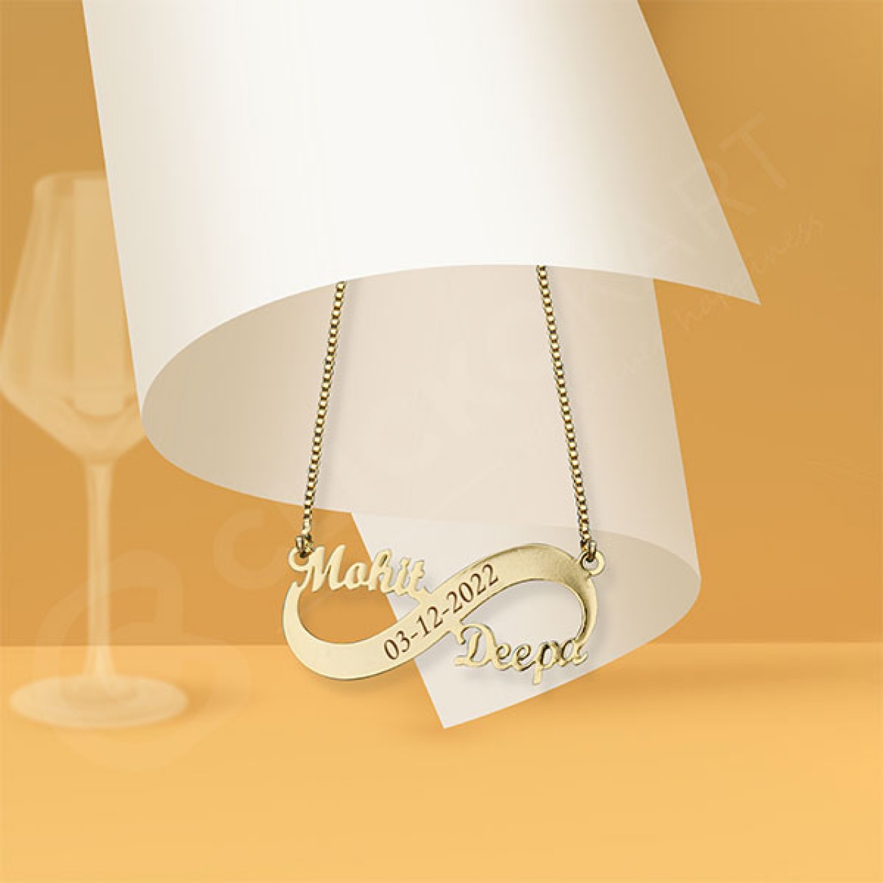 Dual Name Necklace With Anniversary Date
