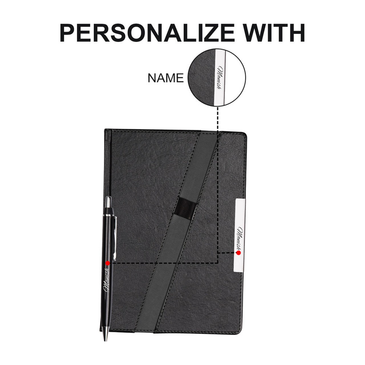 Personalized Striped Diary & Pen Writing Set
