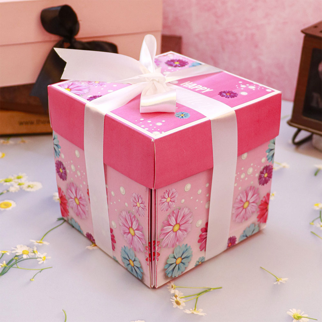 Buy/Send Personalised Pink Luxe Photo Explosion Box Online- FNP