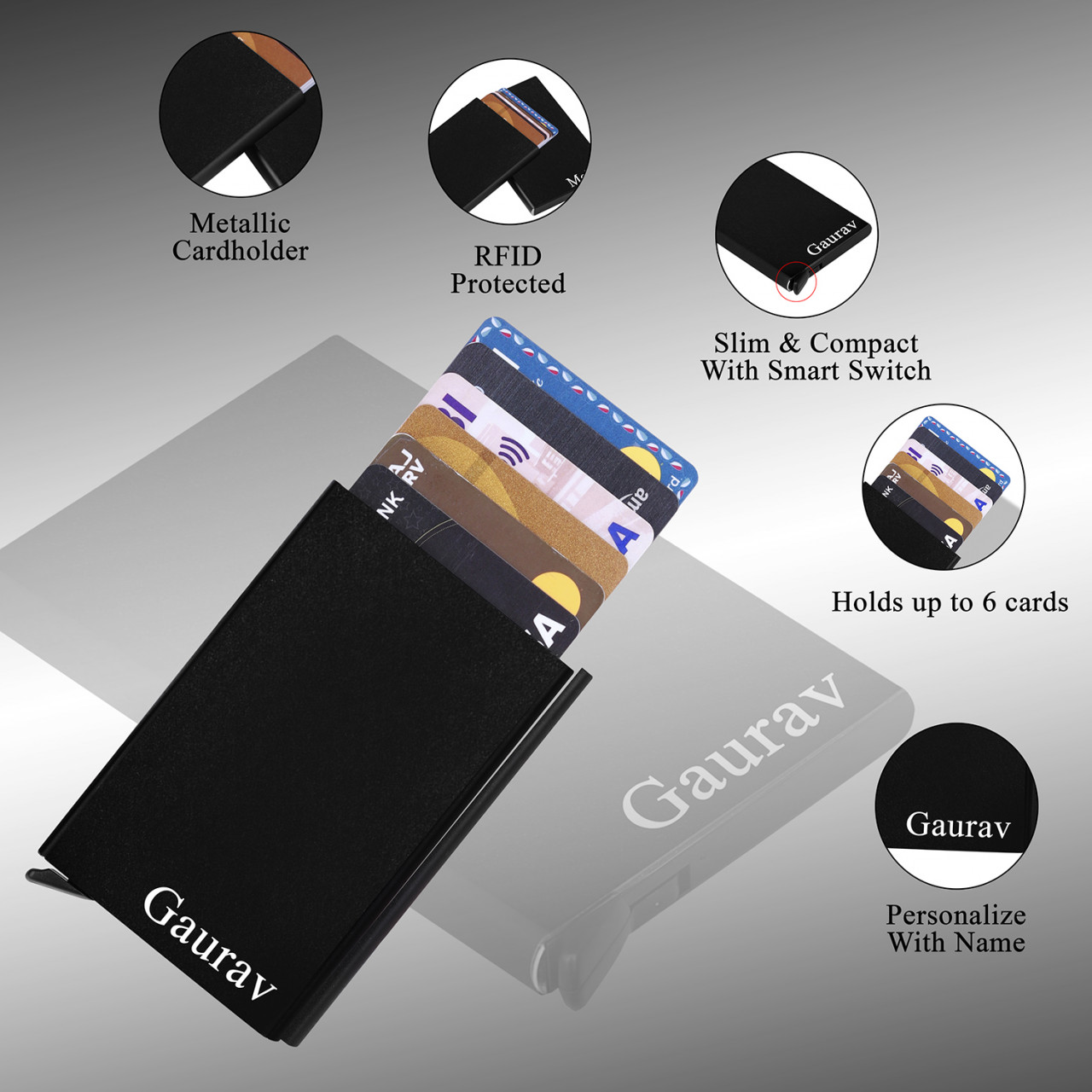Personalized RFID Protected Metal Card Holder