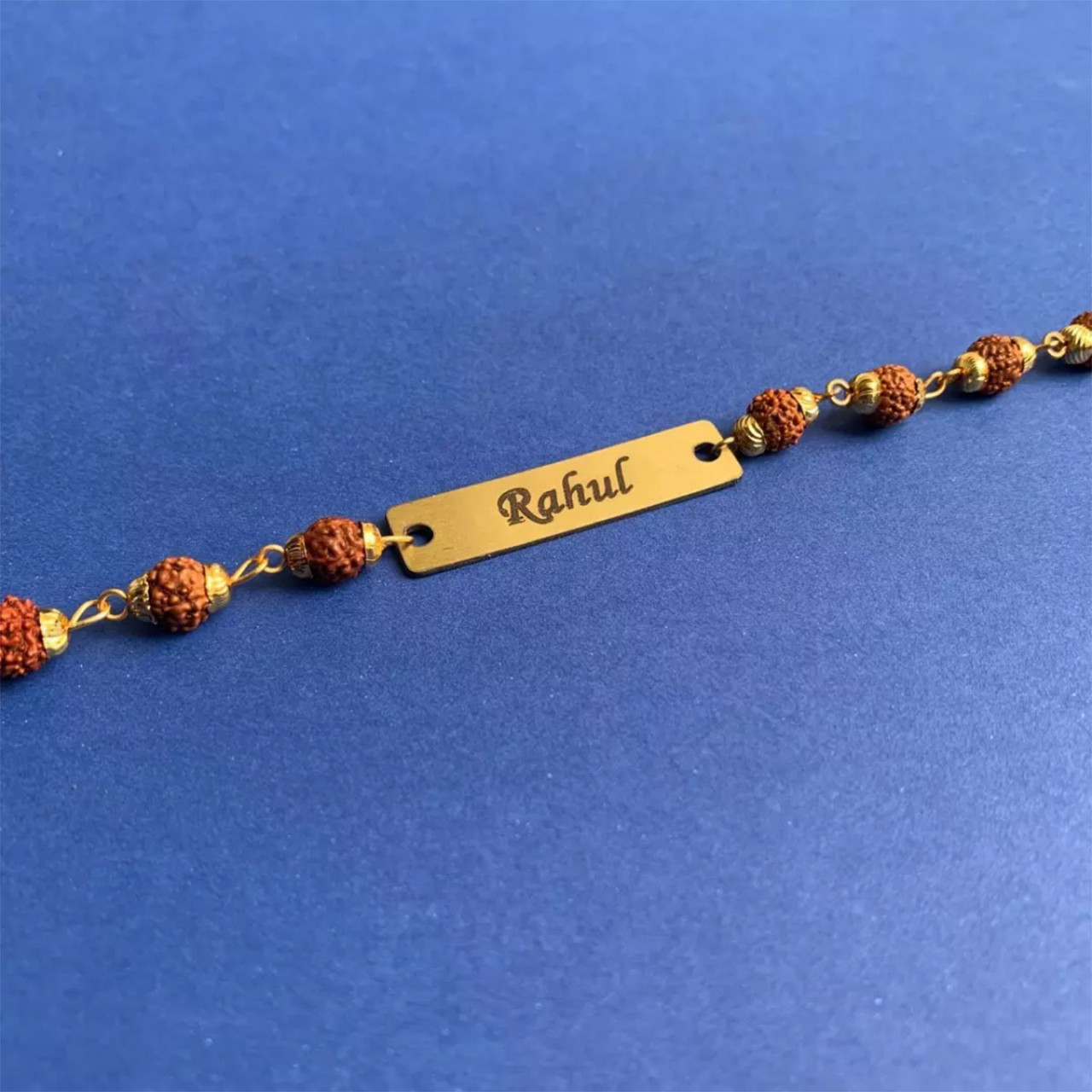 Personalized Rudraksh Chain Rakhi With Name
