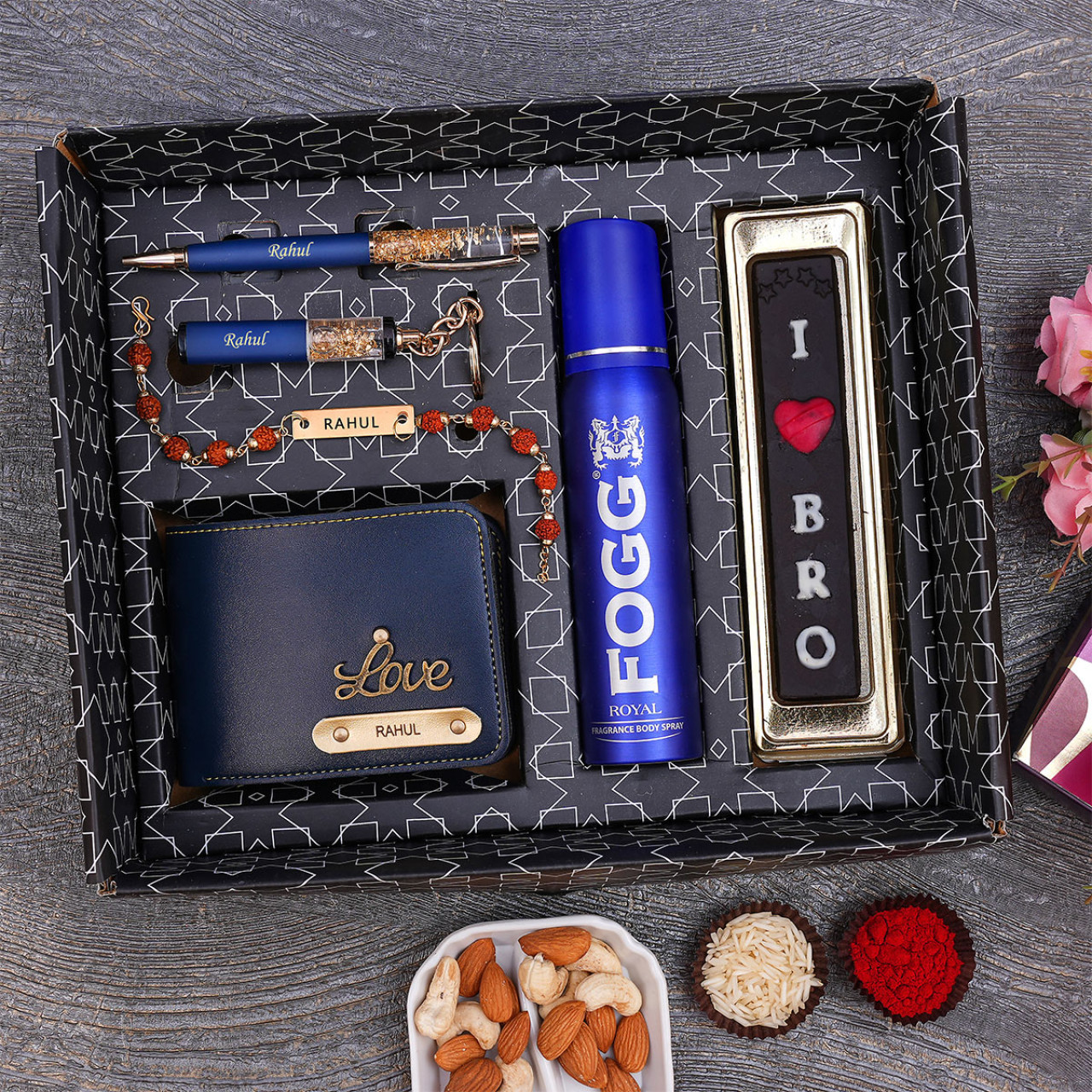 Personalized Rakhi Gift Hamper With Chocolates