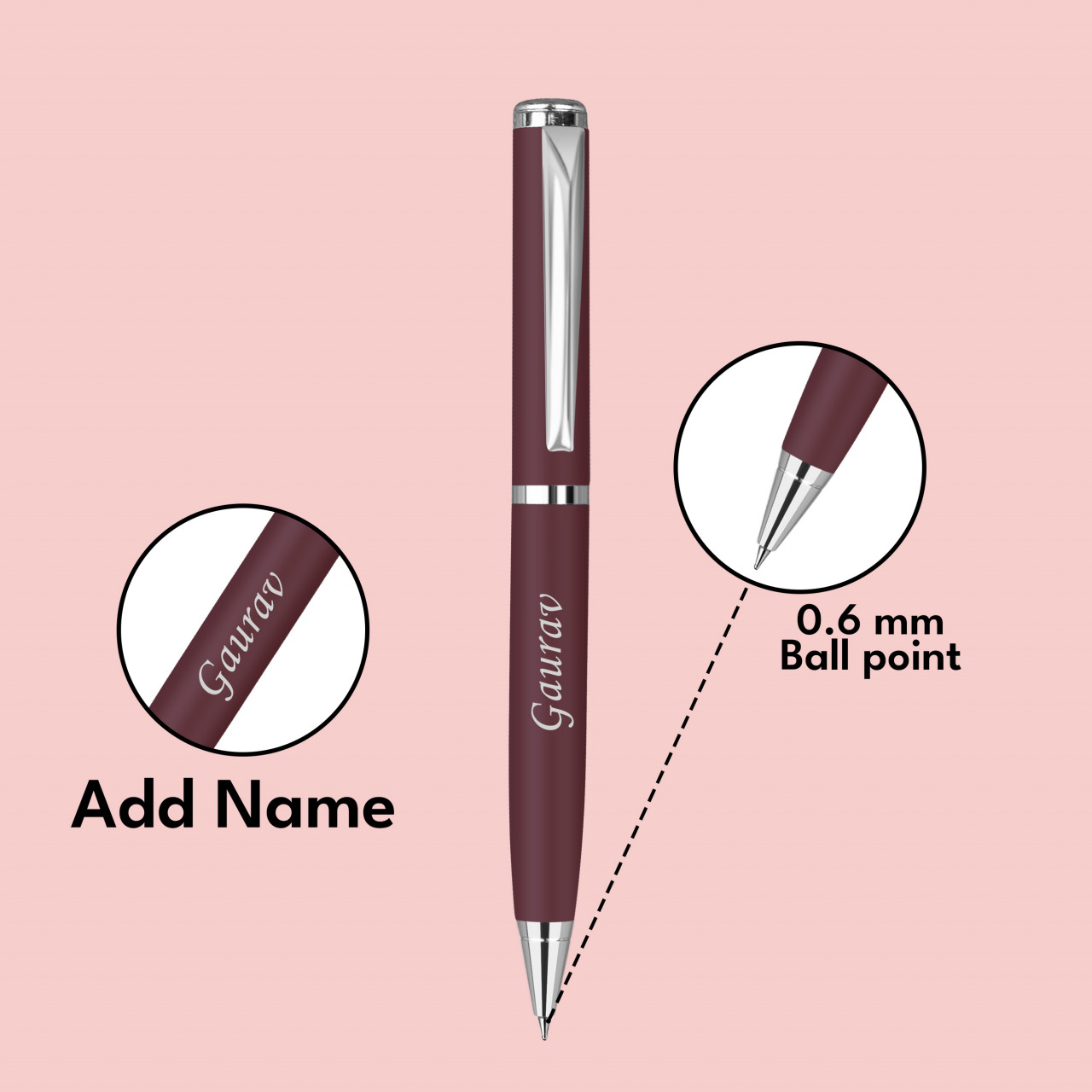 Personalized Metallic Twister Ball Pen With Name