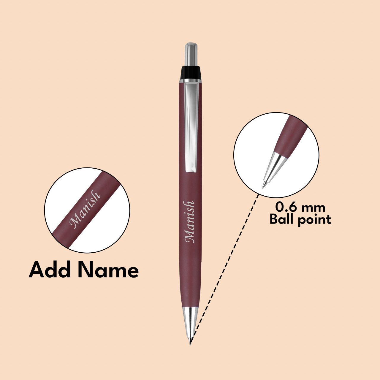 Personalized Metallic Tic-Tac Ball Pen With Name